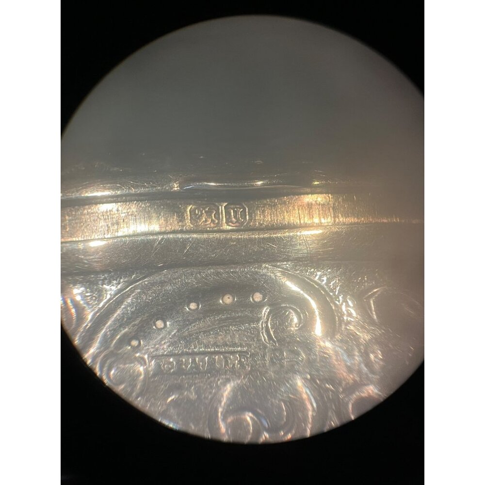 Antique Ornate Silver Hinged Trinket Box With Floral & Scrollwork Design - Picture 10 of 11